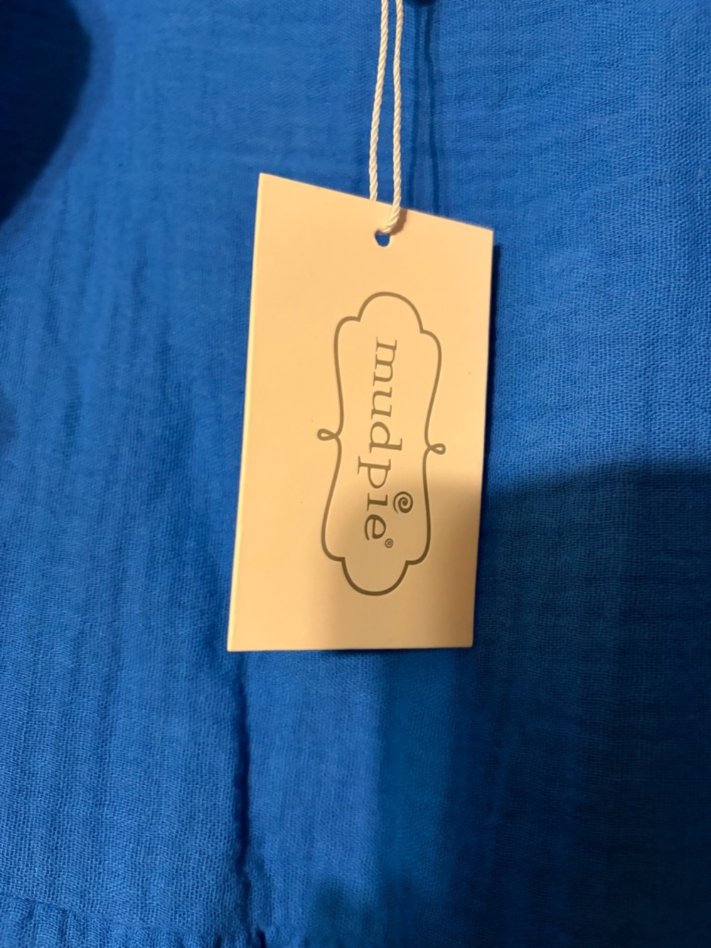 Mud Pie Blue Martha Maxi Dress Cotton Gauze Flutter Sleeve Tiered NWT L - Picture 5 of 8